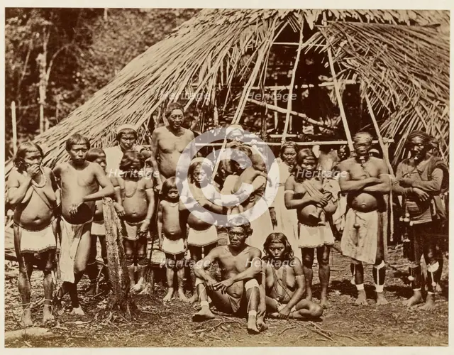 Group of Ackawoi Indians at Ay-Kuru on the Potaro River, Guyana, 1878. Creator: Sir Everard Ferdinand im Thurn.