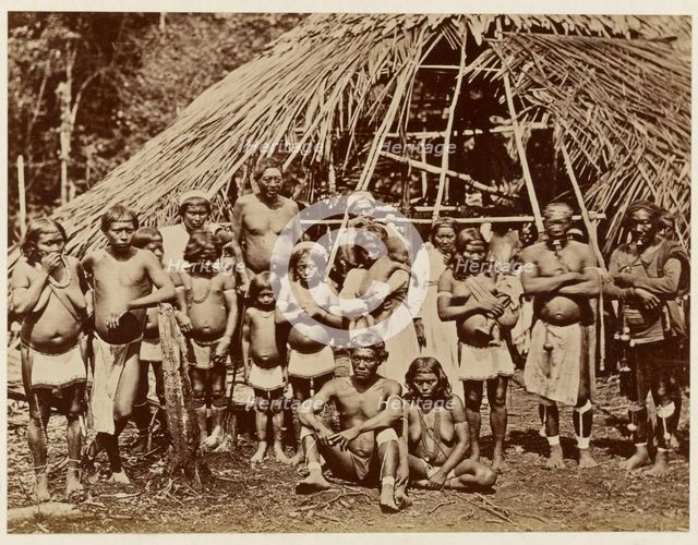 Group of Ackawoi Indians at Ay-Kuru on the Potaro River, Guyana, 1878. Creator: Sir Everard Ferdinand im Thurn.