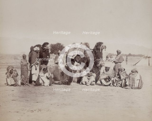 Group of Bactrian camels and camel drivers, Afghanistan, c1879. Creator: Unknown.