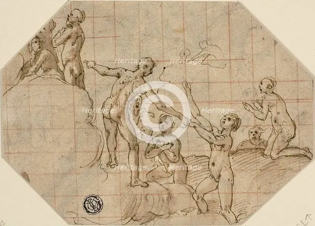 Group of Blessed Souls: Study for the Last Judgment, 1576/79. Creator: Federico Zuccaro.