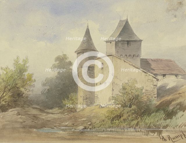 Group of buildings with a round tower, c1840-1890s. Creator: Philipp Rumpf.