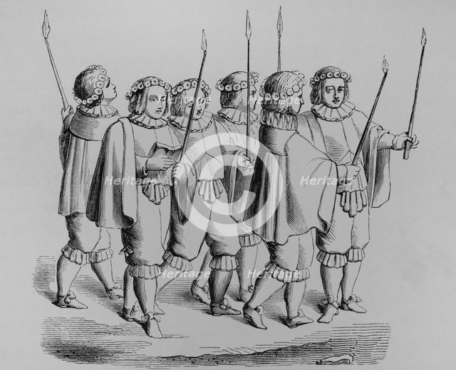Group of goldsmiths preceding the ark of St Marcellus, France, 17th century, (1878). Creator: Unknown.