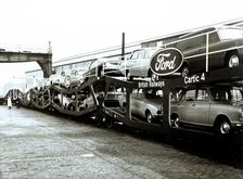 Group of engineers, engine drivers and members of the Company, with the train engine that made th…