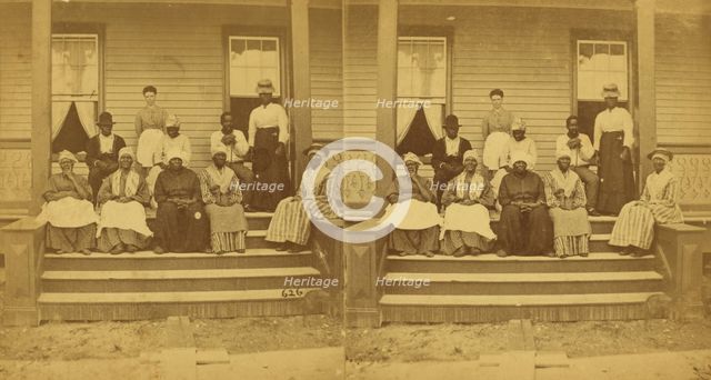 Group of elderly people on porch, (1868-1900?). Creator: Unknown.