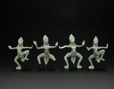 Group of Four Celestial Dancing Beauties (Apsaras), Angkor period, late 12th/early 13th century. Creator: Unknown