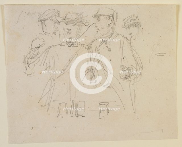 Group of four men, 1858. Creator: James Abbott McNeill Whistler.