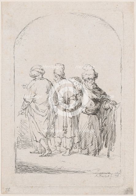 Group of four standing men in oriental costume, 1795. Creator: Adam von Bartsch.