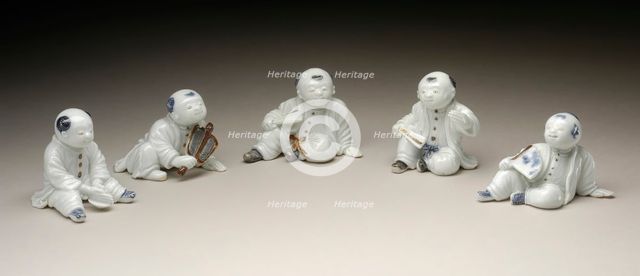 Group of Five Chinese Boy Okimono, 19th century. Creator: Unknown.