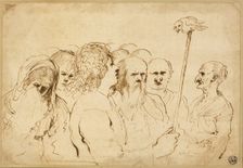 Group of Figures, with Owl on a Pole, n.d. Creator: Guercino