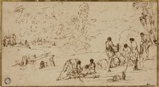Group of Figures by a River, n.d. Creators: Agostino Tassi, Annibale Carracci