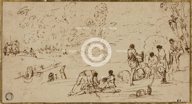 Group of Figures by a River, n.d. Creators: Agostino Tassi, Annibale Carracci.