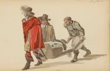 Group of figures in seventeenth century clothing, c.1846-c.1882. Creator: Cornelis Springer