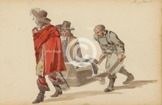 Group of figures in seventeenth century clothing, c.1846-c.1882. Creator: Cornelis Springer.