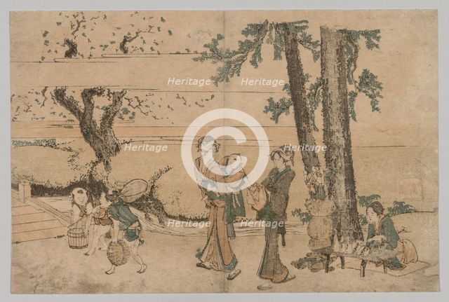 Group of Figures near a Brook, 1760-1849. Creator: Katsushika Hokusai (Japanese, 1760-1849).