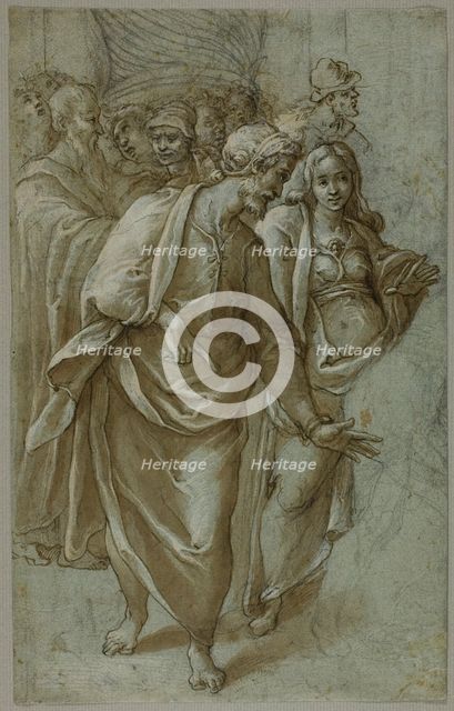 Group of Figures (recto) Fragment of a Female Head (verso), 1560/1611. Creator: Il Trometta.