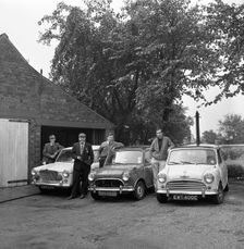 Group of friends with their cars, Mexborough, South Yorkshire, 1965. Creator: Michael Walters