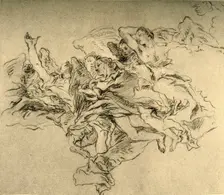 Group of hovering Angels c1755, (1928). Artist: Giovanni Battista Tiepolo