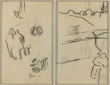 Group of Human Forms; A Man Seated [recto], 1884-1888. Creator: Paul Gauguin