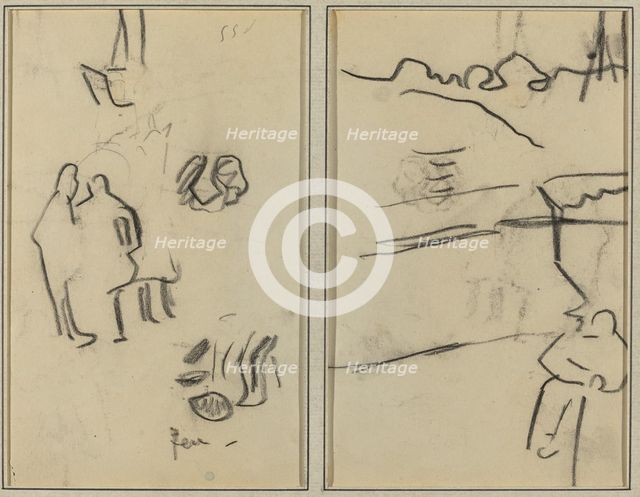 Group of Human Forms; A Man Seated [recto], 1884-1888. Creator: Paul Gauguin.