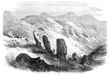 Group of images inside the crater of Otuiti, Easter Island, 1869. Creator: Unknown
