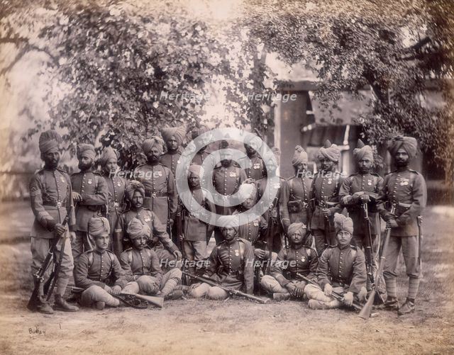 Group of infantry, Queen's Own Corps of Guides, c1880.  Creator: John Burke.