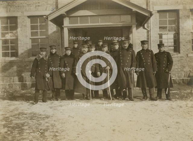Group of Japanese officers in front of legation at Chemulpo, 1904. Creator: Robert Lee Dunn.