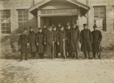 Group of Japanese officers in front of legation at Chemulpo, 1904. Creator: Robert Lee Dunn