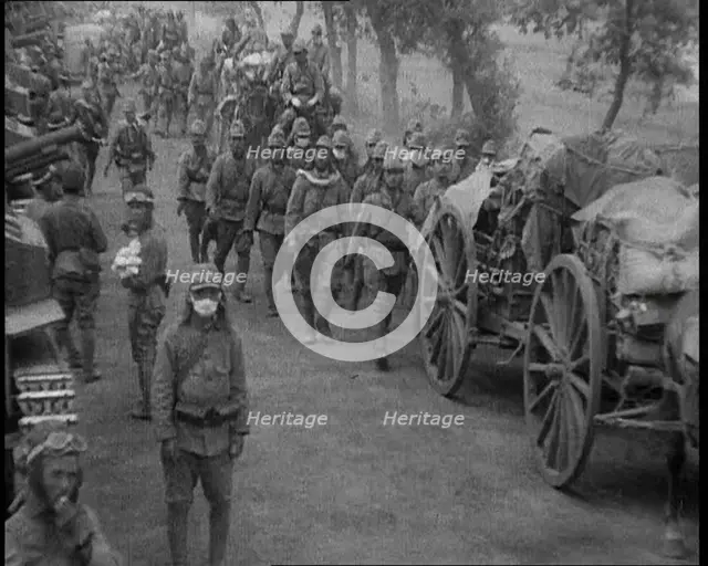 Group of Japanese Soldiers with Supplies, 1933. Creator: British Pathe Ltd.