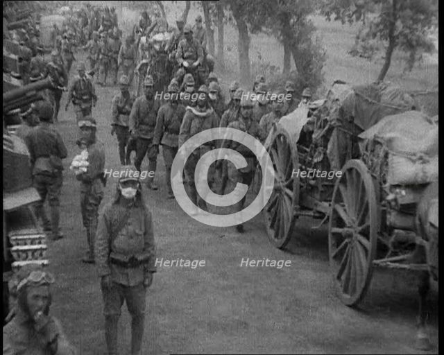 Group of Japanese Soldiers with Supplies, 1933. Creator: British Pathe Ltd.