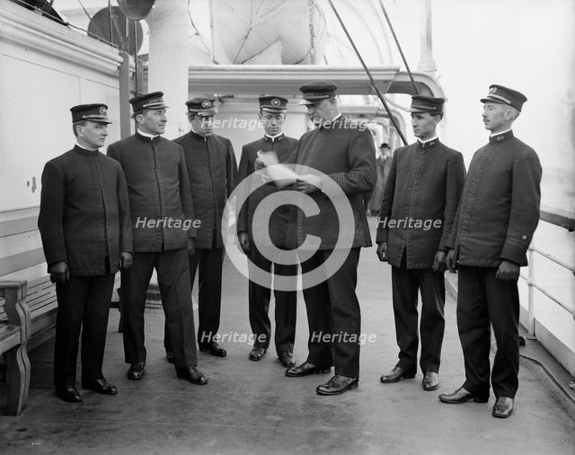Group of officers on deck, Greenwich, Conn., between 1905 and 1915. Creator: Unknown.
