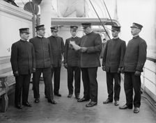 Group of officers on deck, Greenwich, Conn., between 1905 and 1915. Creator: Unknown