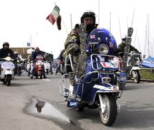 Group of Mods on their Scooters at Mudeford 2008
