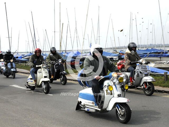 Group of Mods on their Scooters at Mudeford 2008. Artist: Unknown.