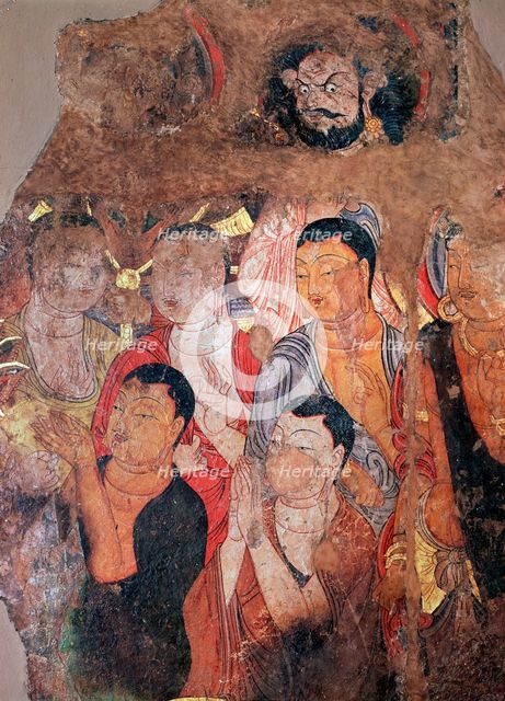 'Group of monks and Bodhisattvas', 9th-10th century. Artist: Unknown