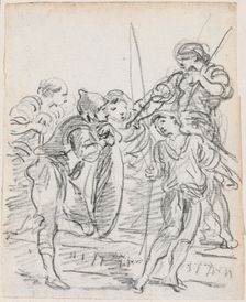 Group of Male Figures Conversing, probably c. 1754/1765. Creator: Hubert Robert