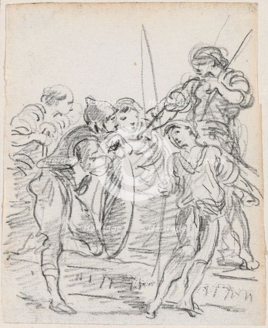 Group of Male Figures Conversing, probably c. 1754/1765. Creator: Hubert Robert.