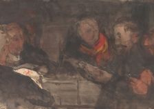 Group of men around a table, 1874-1945. Creator: Carel Adolph Lion Cachet
