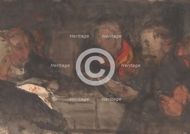 Group of men around a table, 1874-1945. Creator: Carel Adolph Lion Cachet.