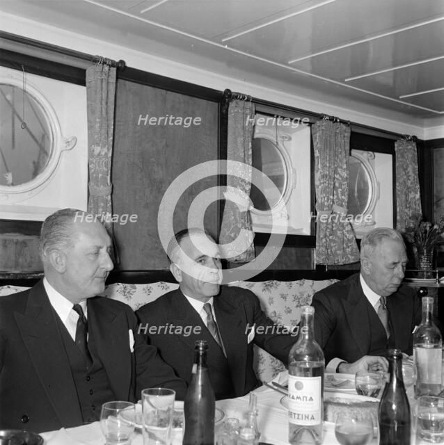Group of men dining on board a ship, 1945. Artist: SW Rawlings
