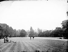 Group of men relaxing in Trinity College gardens, Oxford University, Oxfordshire, c1860-c1922. Artist: Henry Taunt