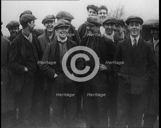 Group of Miners Posing for the Camera, 1929. Creator: British Pathe Ltd.
