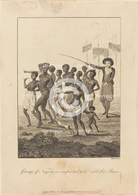 Group of Negros, as imported to be sold for Slaves, 1793. Creator: William Blake.