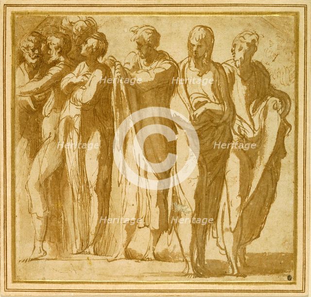 Group of Nine Standing Figures, 1524/27. Creator: Parmigianino.