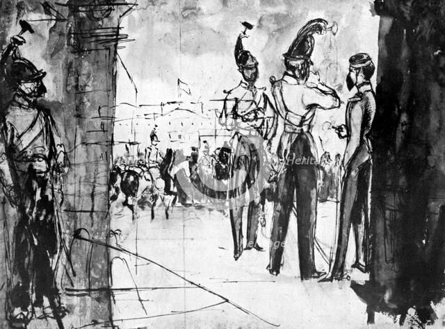 'Group of Soldiers', (1930).Artist: Constantin Guys