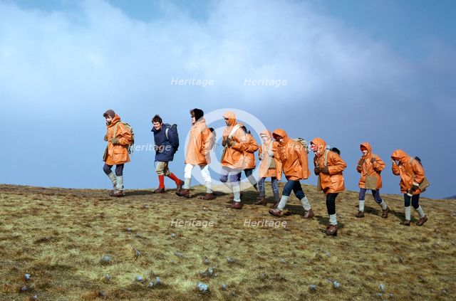 Group of schoolchildren in the Brecon Beacons. Artist: Unknown