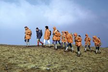 Group of schoolchildren in the Brecon Beacons