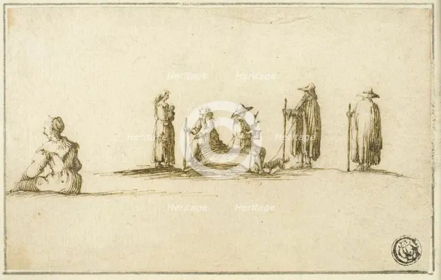 Group of Seated and Standing Men and Women, n.d. Creator: Unknown.