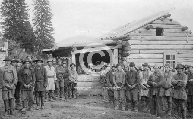 Group of Shoria Man and Members of a Land-Management Expedition, 1913. Creator: GI Ivanov.