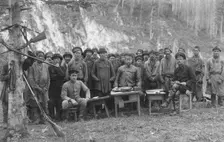 Group of Shoria Men with Members of the Land-Management Expedition, 1913. Creator: GI Ivanov