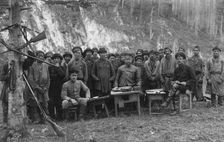 Group of Shoria Men with Members of the Land-Management Expedition, 1913. Creator: GI Ivanov